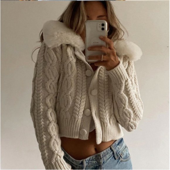 Sweaters - Trendy Cream Cropped Sweater
